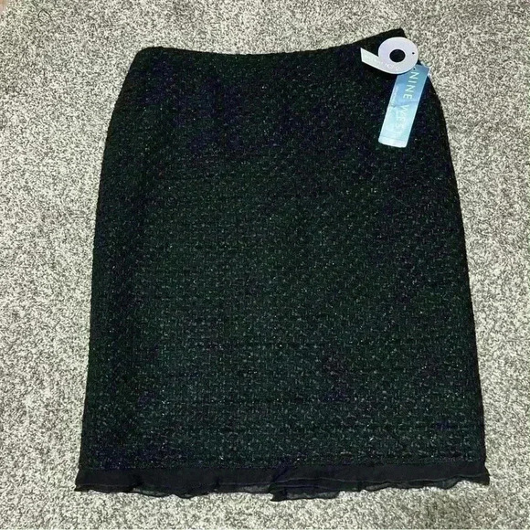 NWT Nine West Pencil Skirt Womens 8 Black Glamour Girl Sparkle $79.00 - Picture 1 of 10